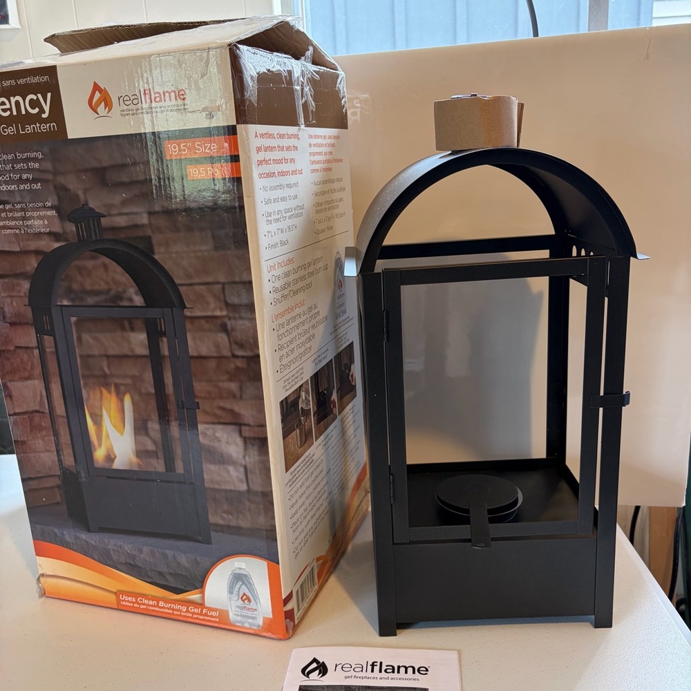 Luminara Real Flame Effect Candle Black Outdoor Lantern Regency 607 new open box - Picture 1 of 9